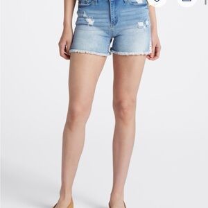 Judy Blue Light Blue Distressed Frayed Hem Denim Shorts